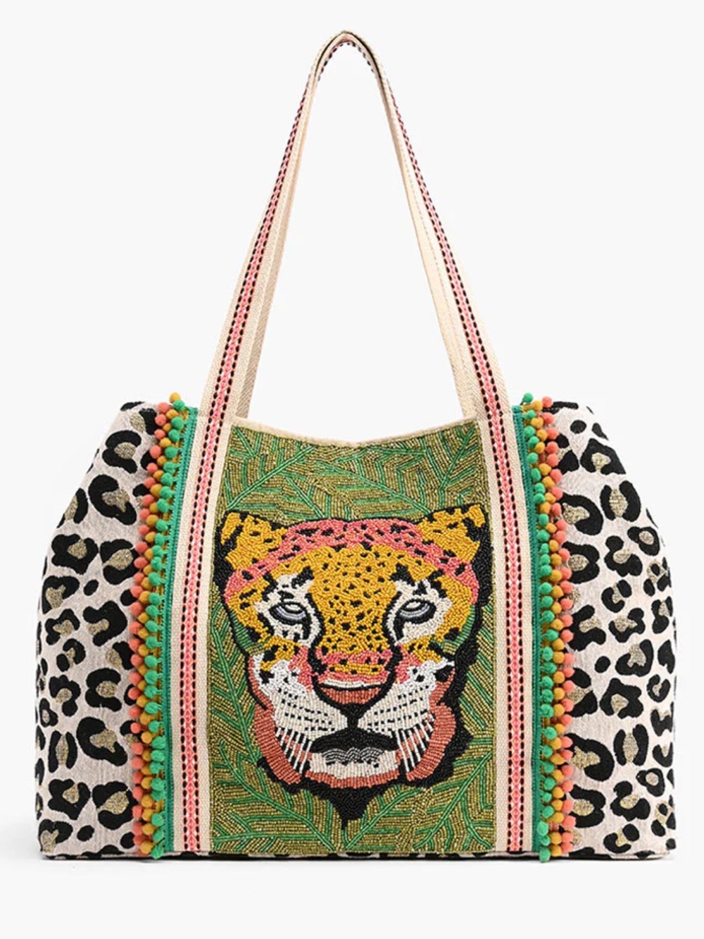 America & Beyond FORESTRY LEOPARD EMBELLISHED TOTE